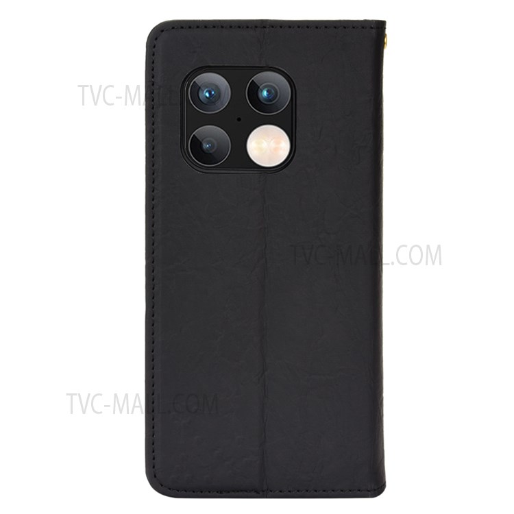 Auto-absorbed TPU + PU Leather Phone Case Magnetic Closure Shockproof Protective Cover for OnePlus 10 Pro 5G - Black-3
