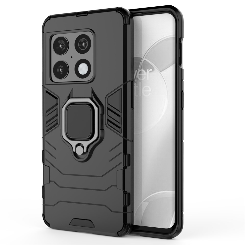 Dual-Layer Soft Flexible TPU Hard PC Anti-Slip Protective Phone Case with Kickstand for OnePlus 10 Pro 5G - Black-2