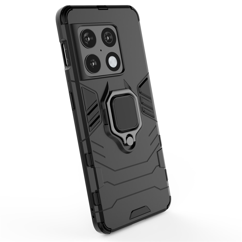 Dual-Layer Soft Flexible TPU Hard PC Anti-Slip Protective Phone Case with Kickstand for OnePlus 10 Pro 5G - Black-3