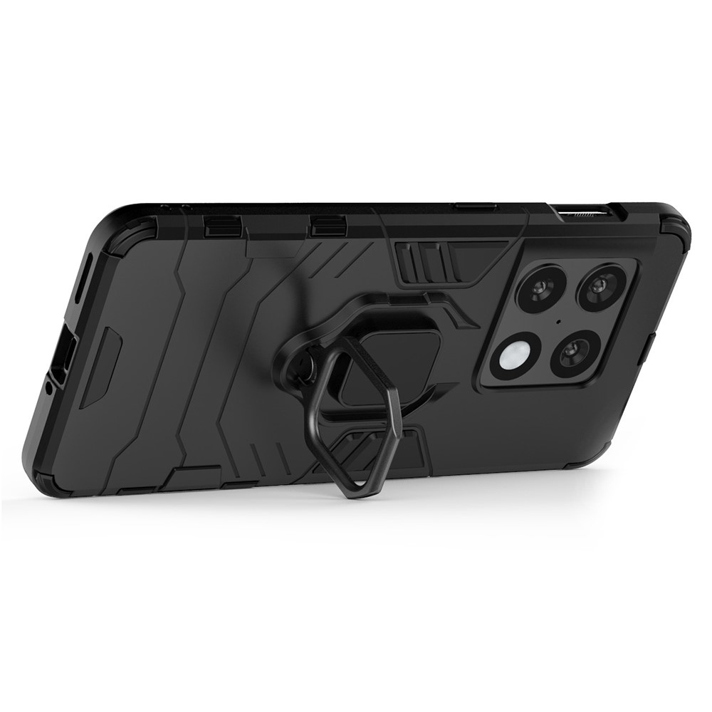 Dual-Layer Soft Flexible TPU Hard PC Anti-Slip Protective Phone Case with Kickstand for OnePlus 10 Pro 5G - Black-5