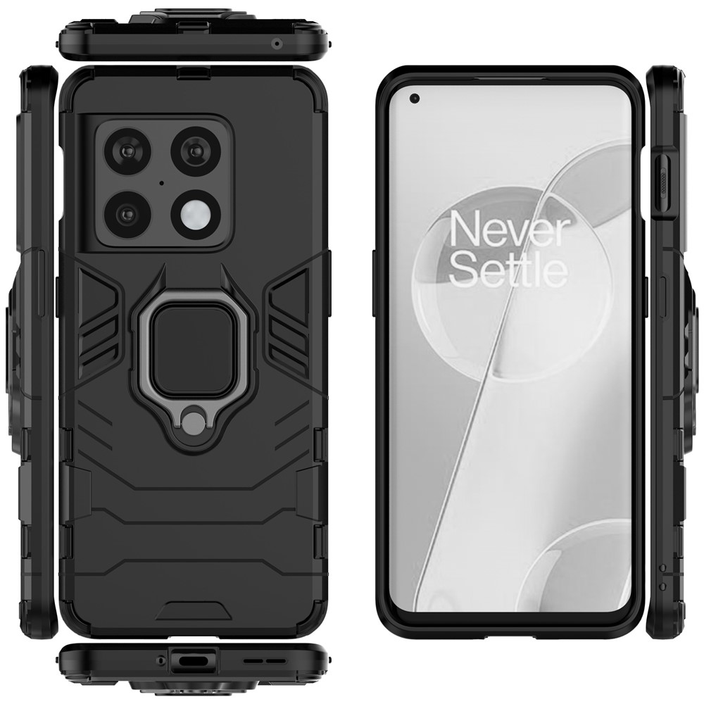 Dual-Layer Soft Flexible TPU Hard PC Anti-Slip Protective Phone Case with Kickstand for OnePlus 10 Pro 5G - Black-7