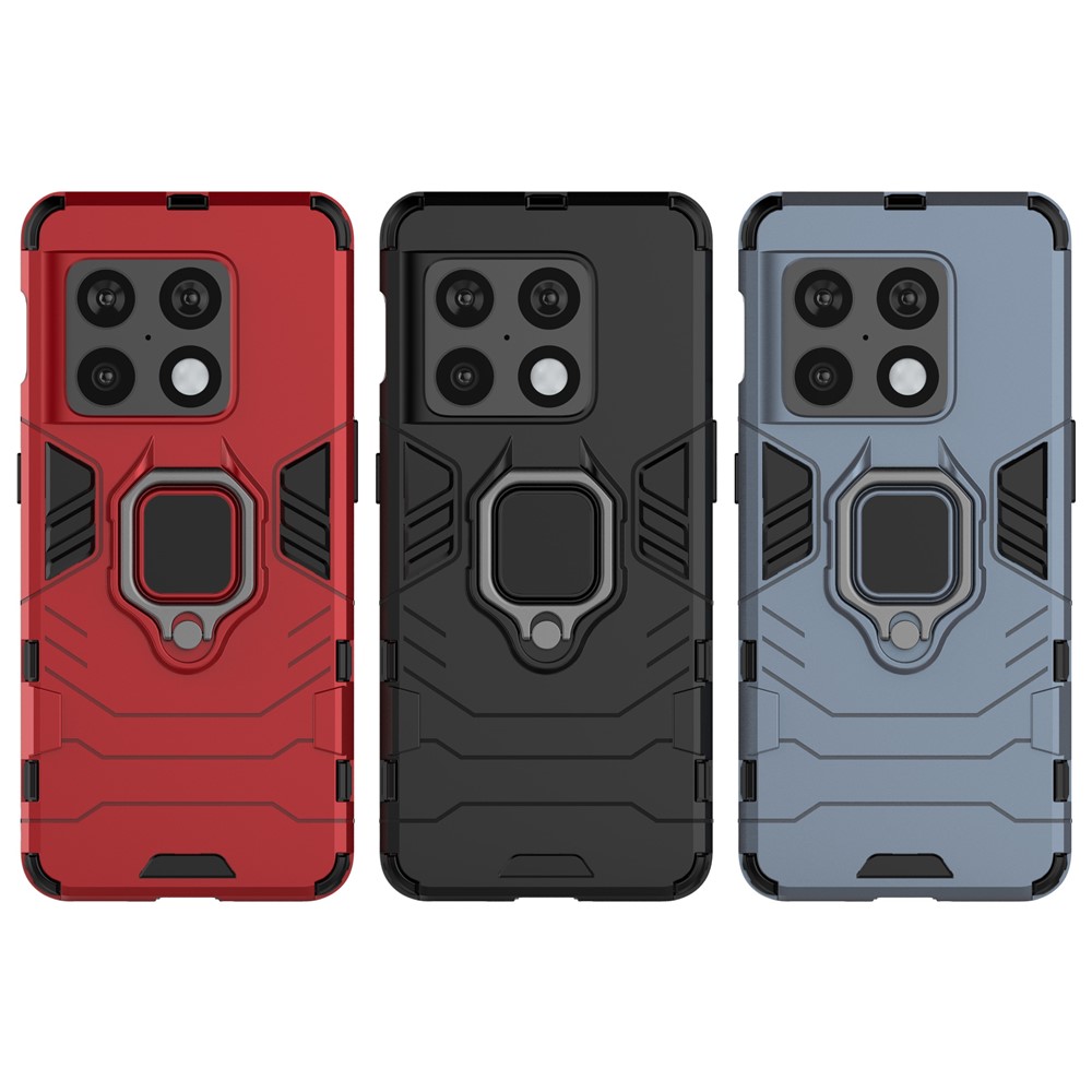 Dual-Layer Soft Flexible TPU Hard PC Anti-Slip Protective Phone Case with Kickstand for OnePlus 10 Pro 5G - Black-9