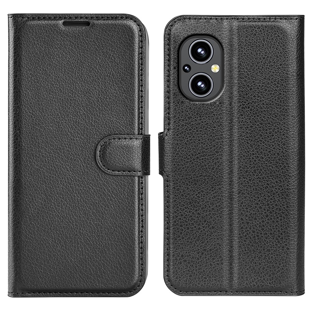 Litchi Texture Anti-scratch PU Leather Folio Case Magnetic Clasp Phone Cover with Stand Wallet for OnePlus Nord N20 5G - Black-1