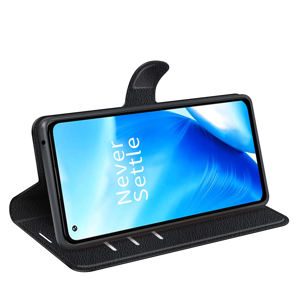 Litchi Texture Anti-scratch PU Leather Folio Case Magnetic Clasp Phone Cover with Stand Wallet for OnePlus Nord N20 5G - Black-6