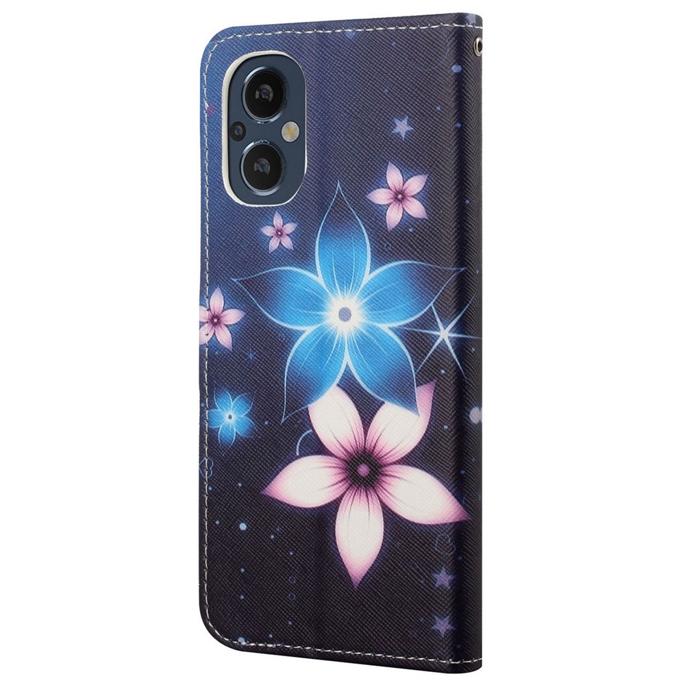 Cross Texture PU Leather Phone Case Magnetic Closed Folding Stand Cover with Strap Wallet for OnePlus Nord N20 5G - Flower-3