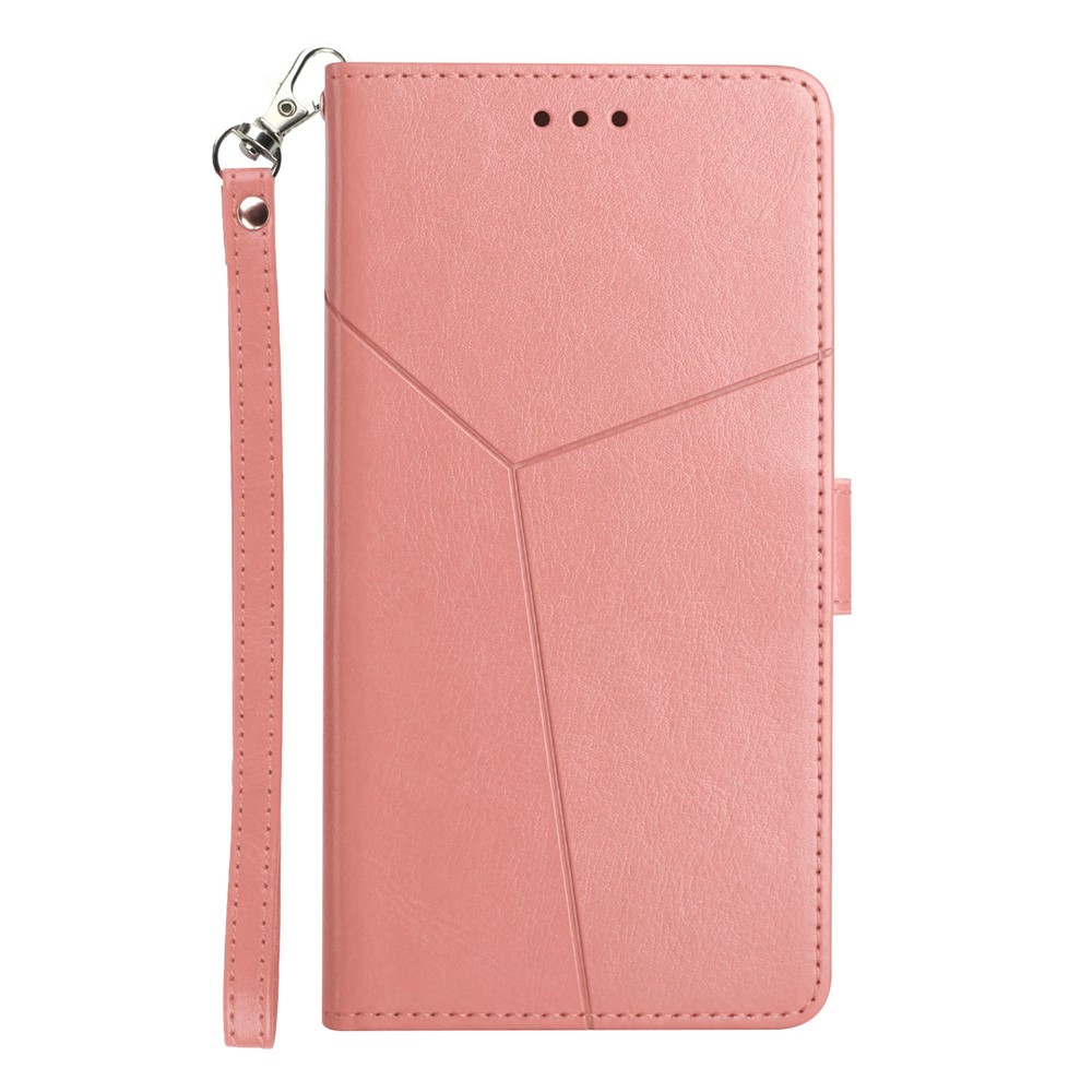 For OnePlus Nord N20 5G Y-shaped Lines Imprinted Magnetic TPU+PU Leather Stand Wallet Case Phone Covering Shell - Pink-2