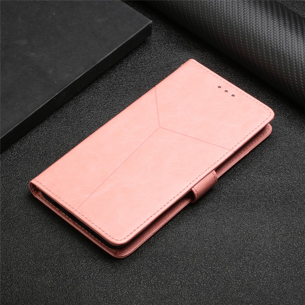 PU Leather Smartphone Covering Shell Y-shaped Lines Imprinted Handy Strap Magnetic Closure Stand Wallet Case for OnePlus 10 Pro 5G - Pink-10
