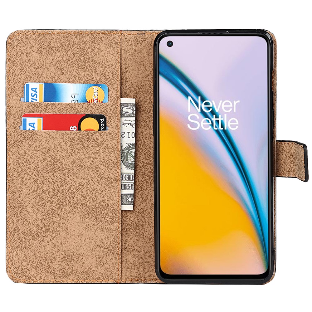 Dual-sided Magnetic Clasp Split Leather Wallet Stand Function Phone Case Protective Cover for OnePlus Nord 2 5G-4