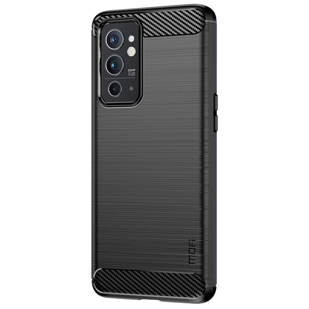 MOFI Brossed Surface en Fibre de Carbone Texture TPU Flexible TPU TPU Couvercle du Boîtier Pour OnePlus 9RT 5G - le Noir