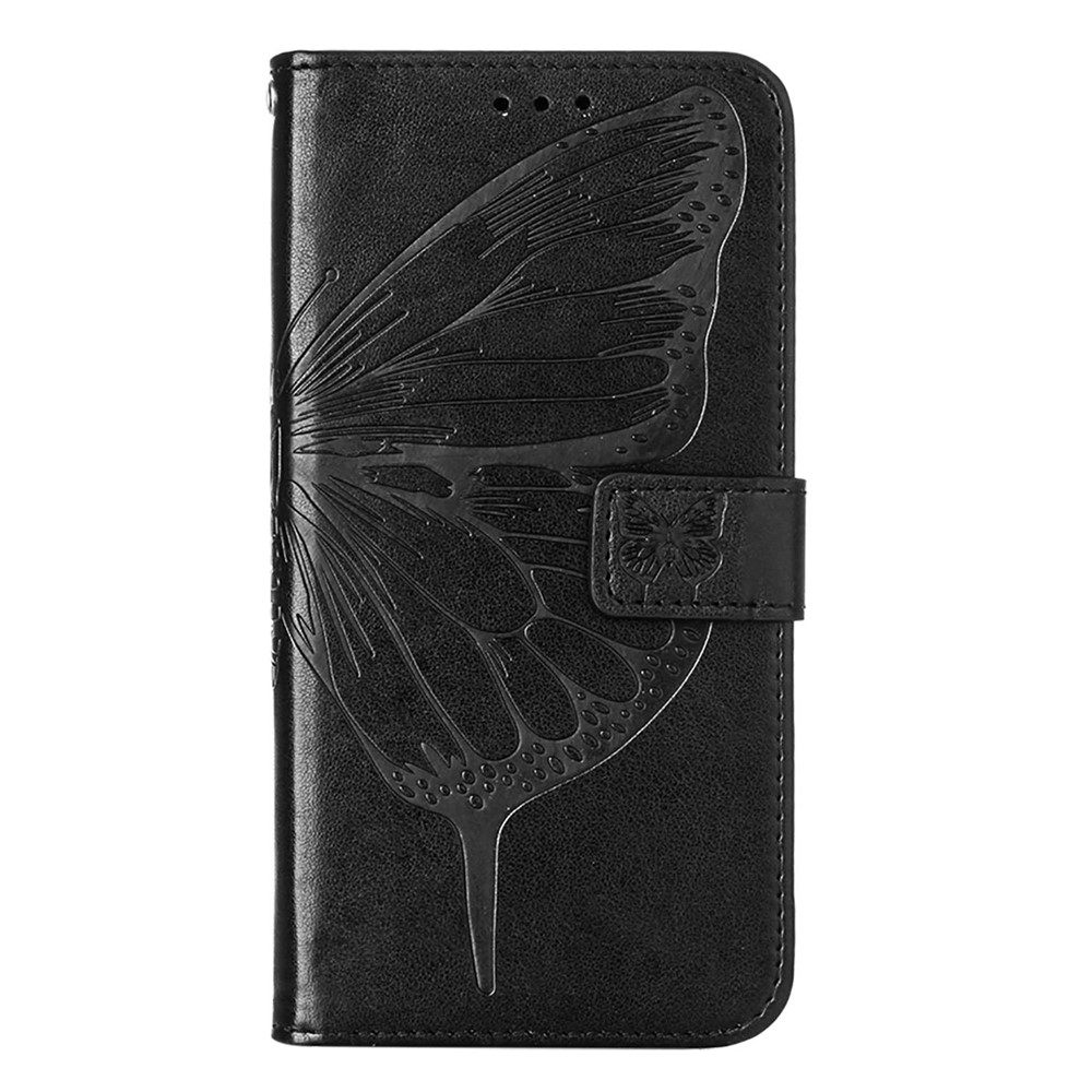 Anti-fall Phone Case Imprinting Big Butterfly Flower Pattern Dual-sided Magnetic Clasp PU Leather Cover with Wallet for OnePlus 10 Pro 5G - Black-2