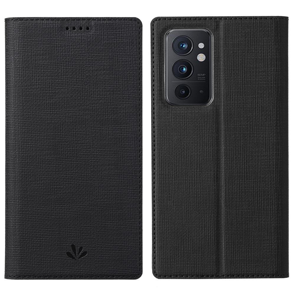 Serie VILI DMX Case di Buste Per Telefonia Mobile Anti-scratch Copertina Per Telefono Chiuso in Pelle Per OnePlus 9RT 5G - Nero