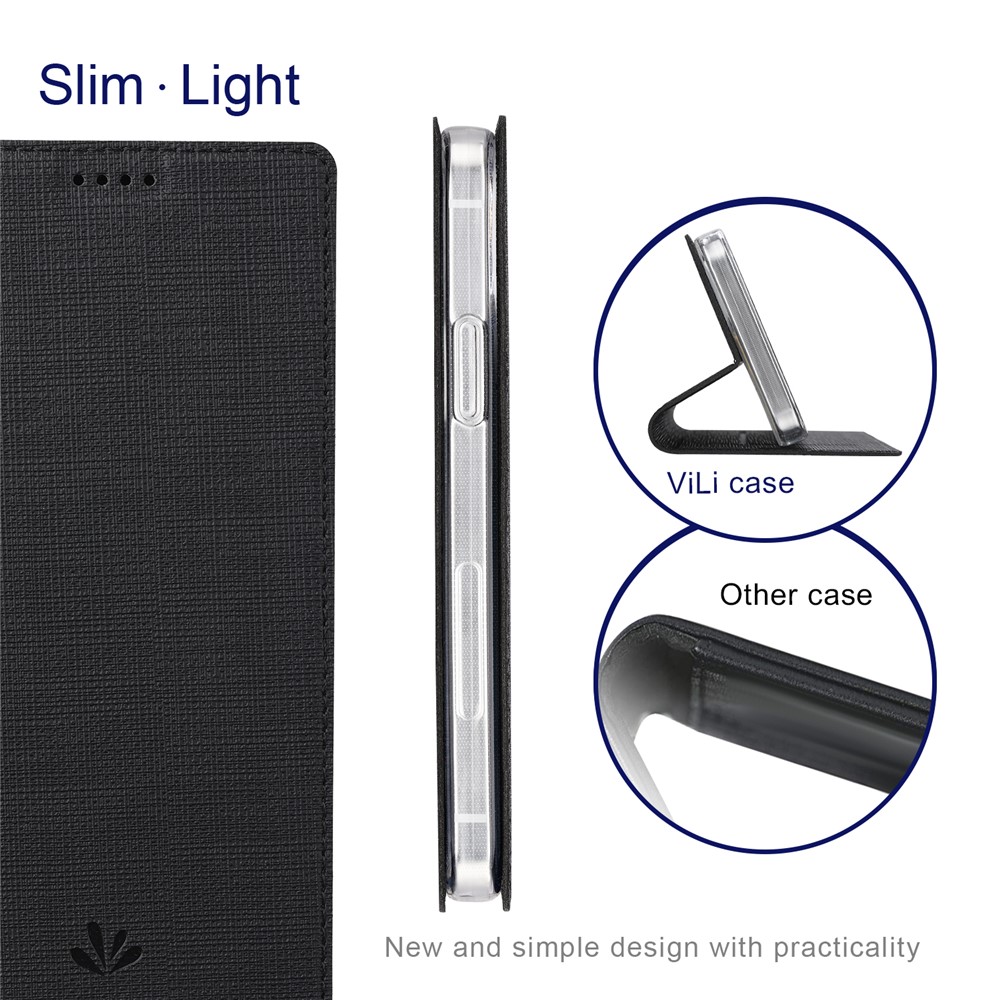 VILI DMX Series Anti-scratch Mobile Phone Bag Case PU Leather Stand Auto Magnetic Closed Phone Cover for OnePlus 9RT 5G - Black-7
