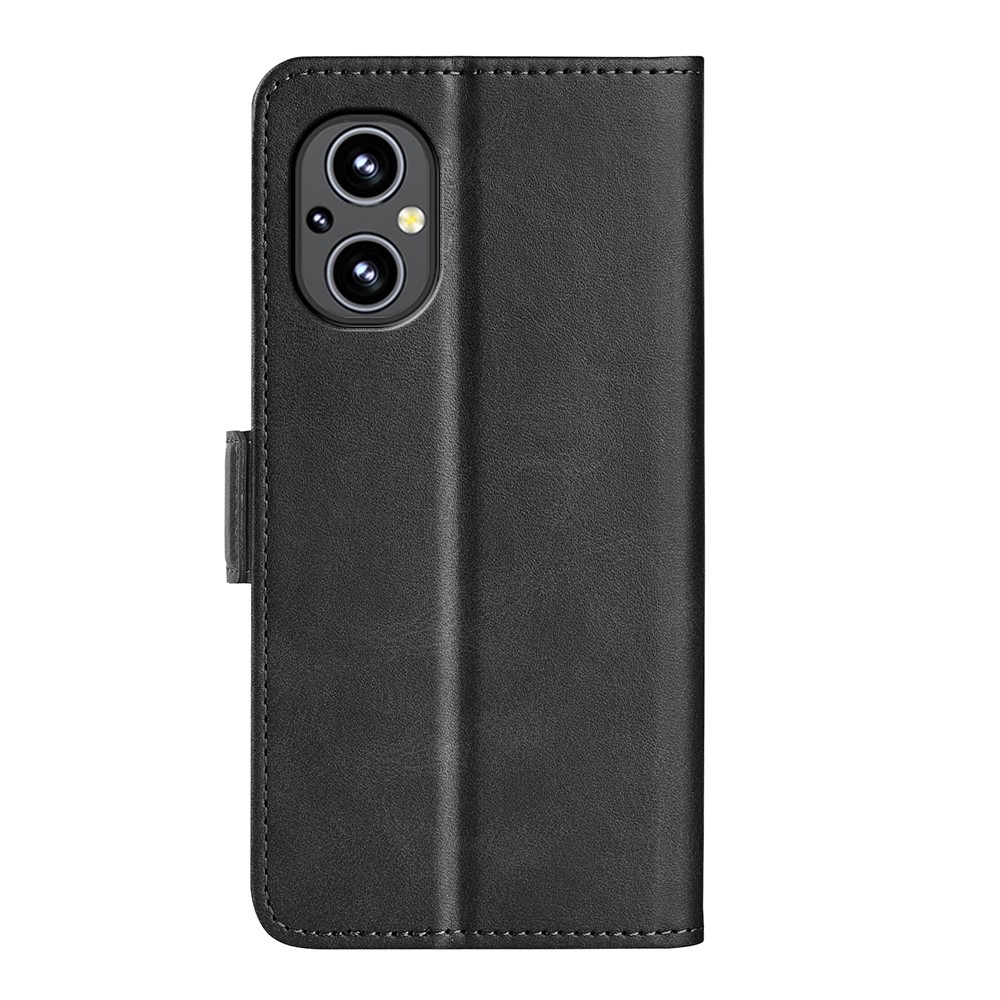 Solid Color Side Magnetic Double Clasps Foldable Stand Wallet Design PU Leather Case Phone Cover for OnePlus Nord N20 5G - Black-3
