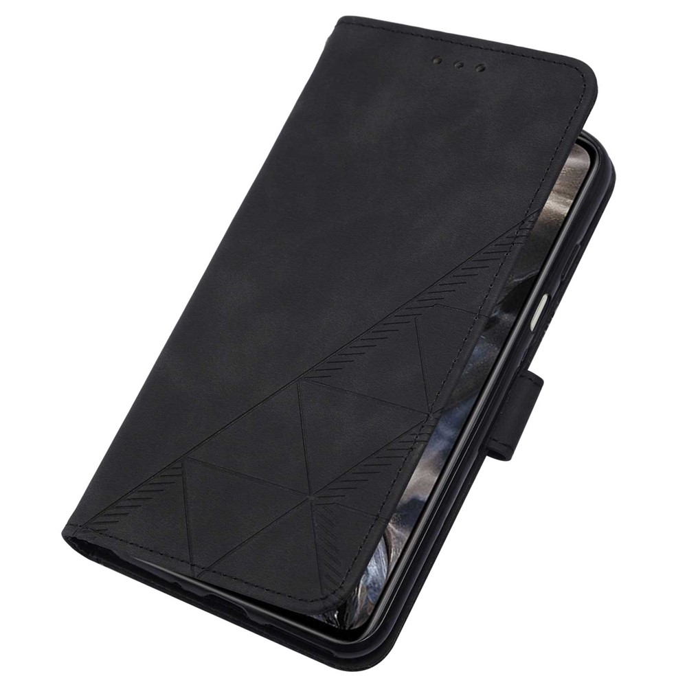 PB2-1 Series Anti-fall Imprinted PU Leather Phone Protector Scratch-proof Wallet Stand Phone Case with Shoulder Strap for OnePlus Nord - Black-7