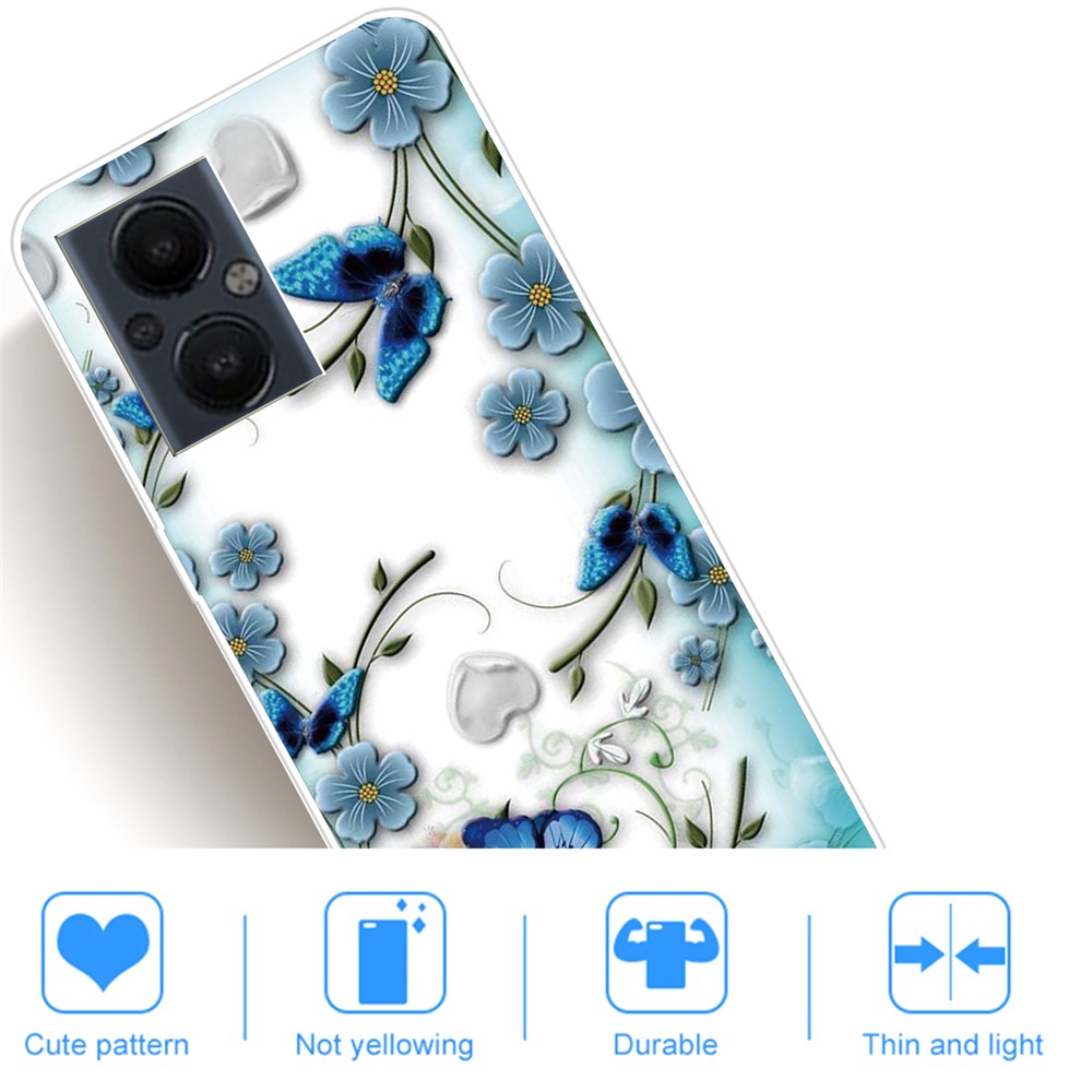 Pattern Printing Soft TPU Phone Case Shockproof Protective Cover for OnePlus Nord N20 5G - Butterflies and Flowers-2
