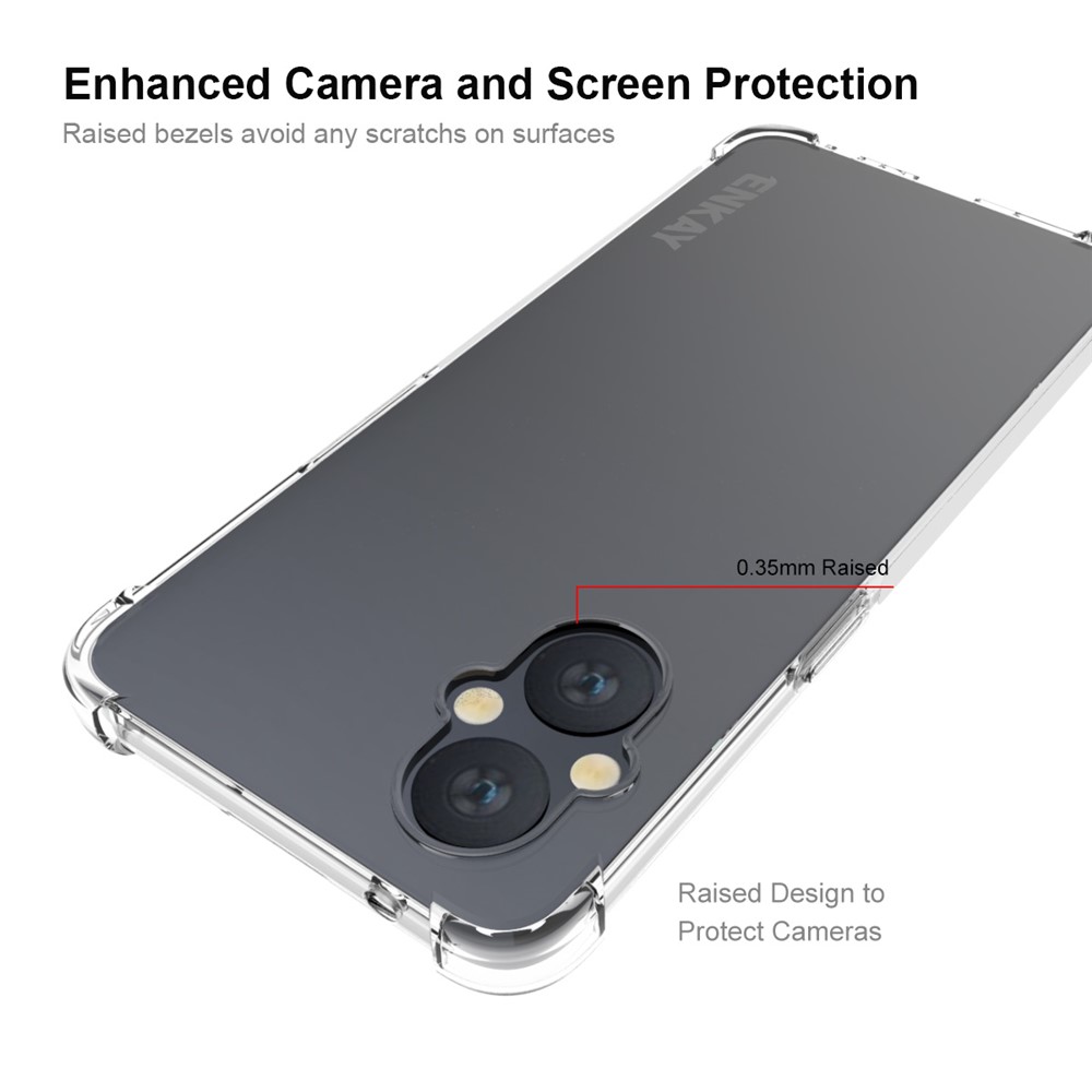 ENKAY Enhanced Four Corner Anti-slip Side Strip Transparent TPU Cover Case for OnePlus Nord N20 5G-3