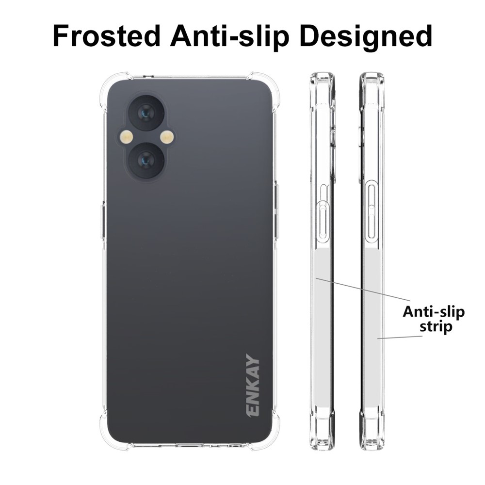 ENKAY Enhanced Four Corner Anti-slip Side Strip Transparent TPU Cover Case for OnePlus Nord N20 5G-4