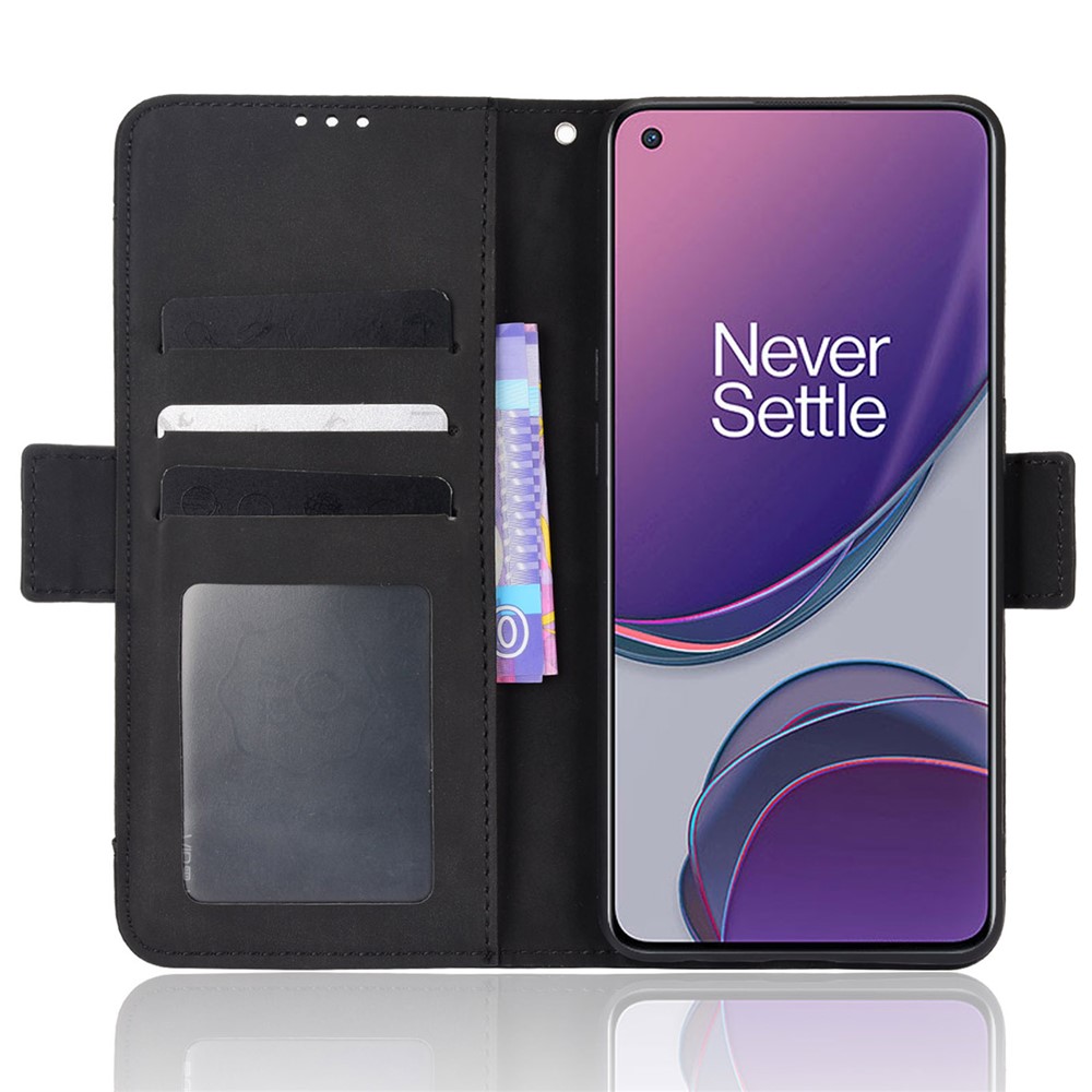 Multiple Card Slot PU Leather + TPU Full Protection Phone Cover with Stand Cash Pocket for OnePlus Nord N20 5G - Black-5