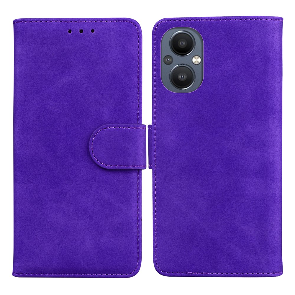 Textured Auto-absorbed Leather Case Magnetic Mobile Phone Full Protective Wallet Cover with Stand for OnePlus Nord N20 5G - Purple-1