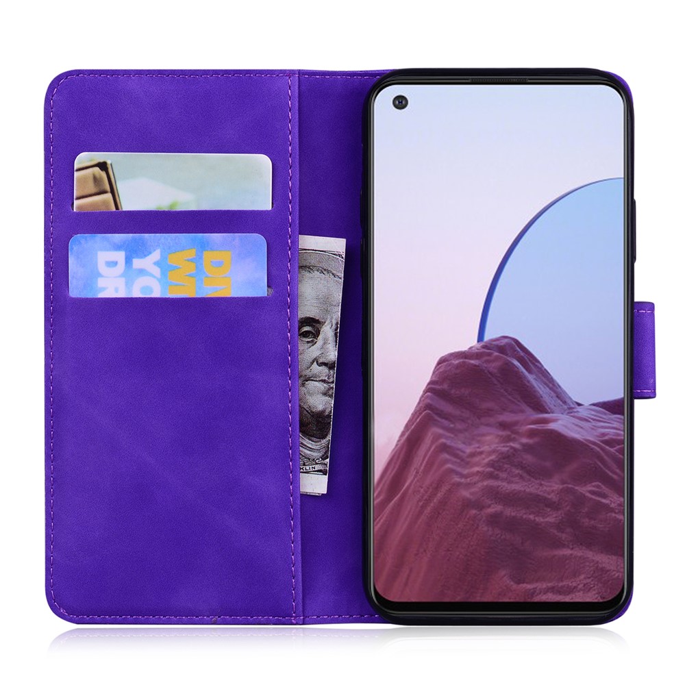 Textured Auto-absorbed Leather Case Magnetic Mobile Phone Full Protective Wallet Cover with Stand for OnePlus Nord N20 5G - Purple-4