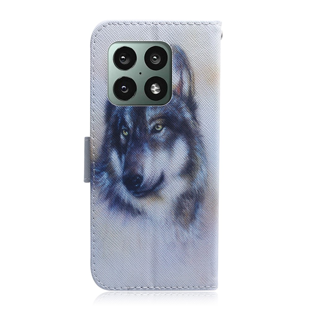 Magnetic Closure Anti-fall Pattern Printing Cover Wallet Stand PU Leather Cell Phone Case for OnePlus 10 Pro 5G - Wolf-3