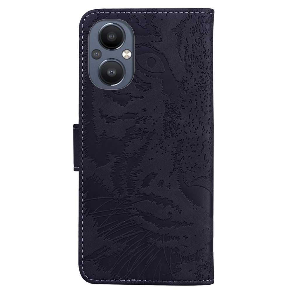 Anti-fingerprint Smartphone Shell Imprinting Tiger Pattern Flip Leather Case Protective Phone Cover Supporting Stand Wallet for OnePlus Nord N20 5G - Black-4