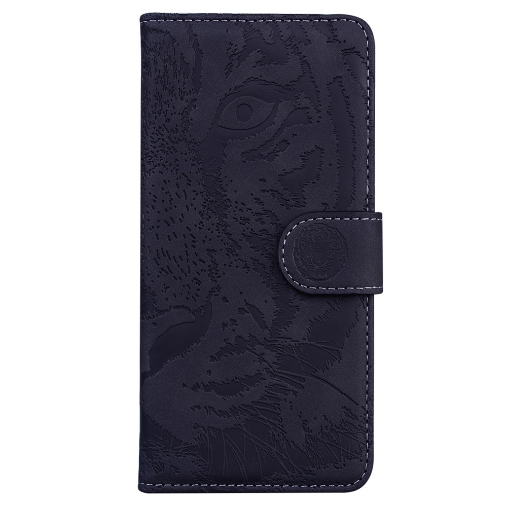 Solid Color Design Tiger Pattern Imprinted PU Leather Wallet Stand Full-Protection Phone Shell for OnePlus 10 Pro 5G - Black-2