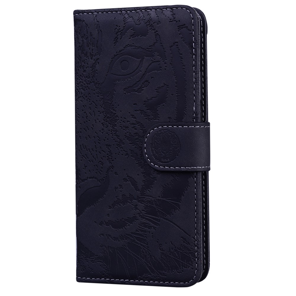 Solid Color Design Tiger Pattern Imprinted PU Leather Wallet Stand Full-Protection Phone Shell for OnePlus 10 Pro 5G - Black-3