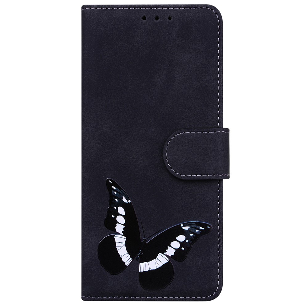 Phone Case Anti-scratch Butterfly Printing Stand Wallet Design Skin Touch Leather Phone Cover for OnePlus Nord N20 5G - Black-2