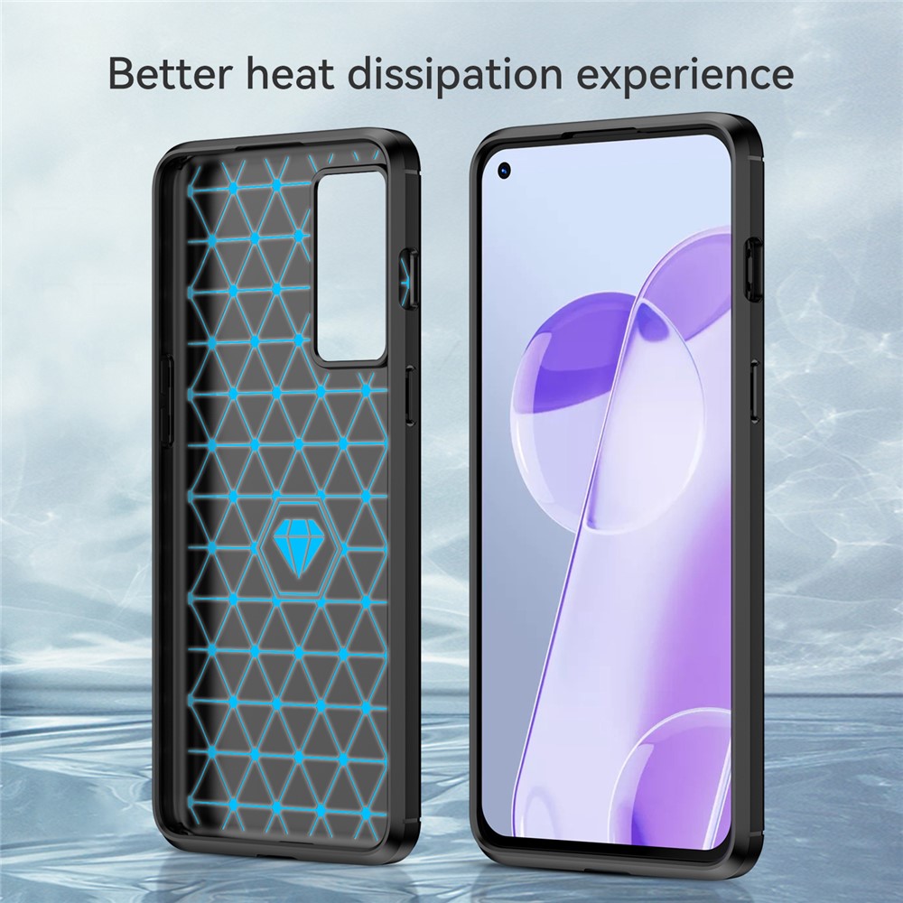 Air Cushion Design TPU Case Super Slim and Thin Phone Cover with Carbon Fiber Texture Brushed Surface for OnePlus 9RT 5G - Black-4