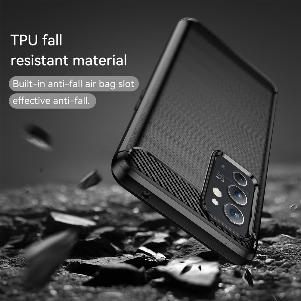 Air Cushion Design TPU Case Super Slim and Thin Phone Cover with Carbon Fiber Texture Brushed Surface for OnePlus 9RT 5G - Black-6