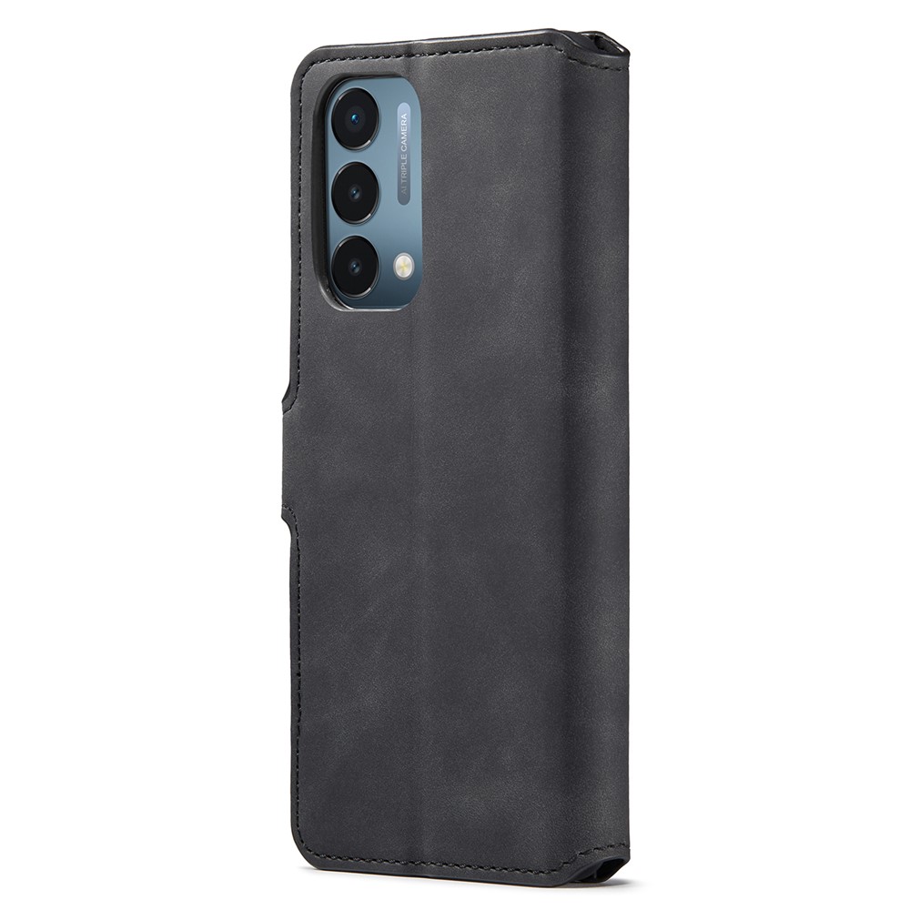 DG.MING Shockproof Phone Case Retro Leather Wallet Stand Folio Flip Cover for OnePlus Nord N200 5G - Black-3