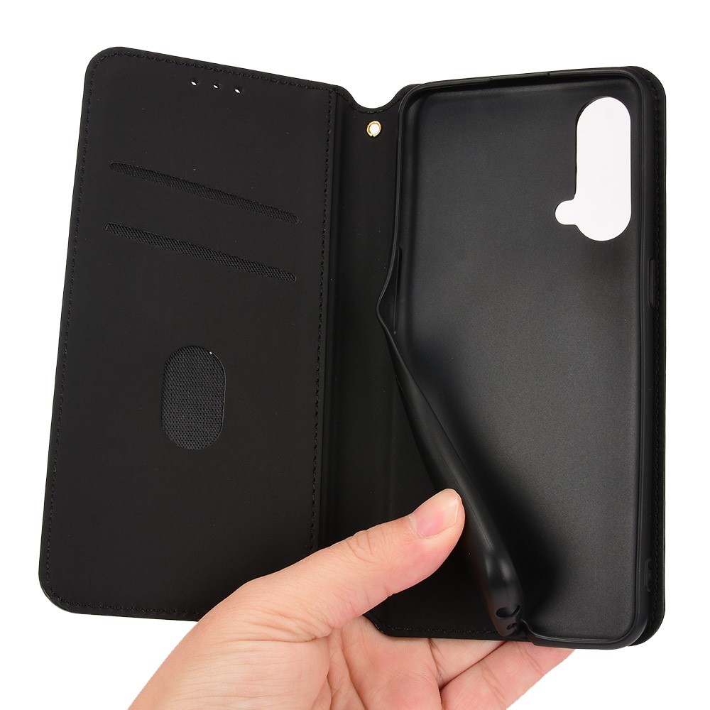 For OnePlus Nord CE 5G Strong Magnetic Good Protection Phone Cover Imprinted Pattern Cell Phone Case PU Leather + TPU Phone Case with Stand Wallet - Black-9