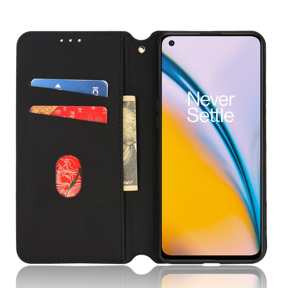 Stand Wallet Phone Protective Cover Imprinted Pattern Cell Phone Case PU Leather + TPU Phone Case for OnePlus Nord 2 5G - Black-7