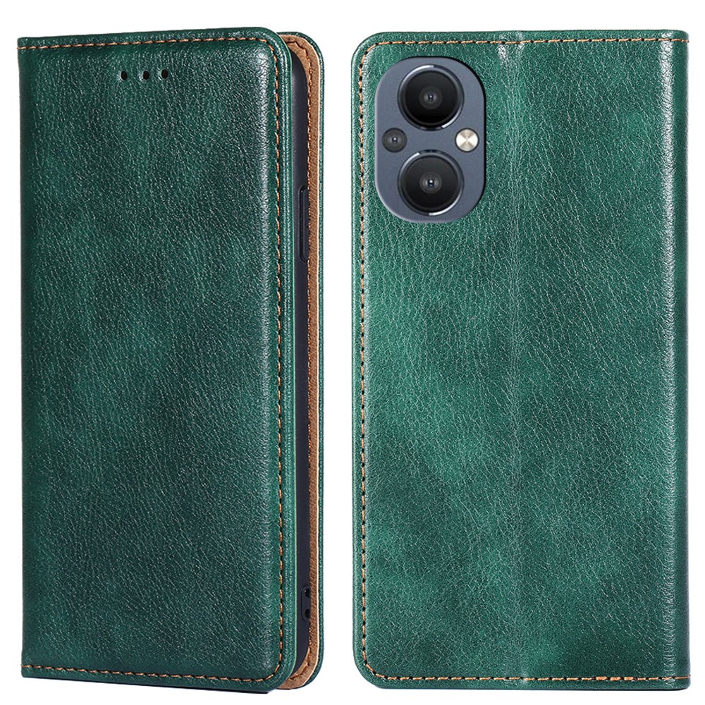 Well-protected Stand Wallet PU Leather Case Magnetic Auto-absorbed Drop-proof Phone Cover for OnePlus Nord N20 5G - Green-1