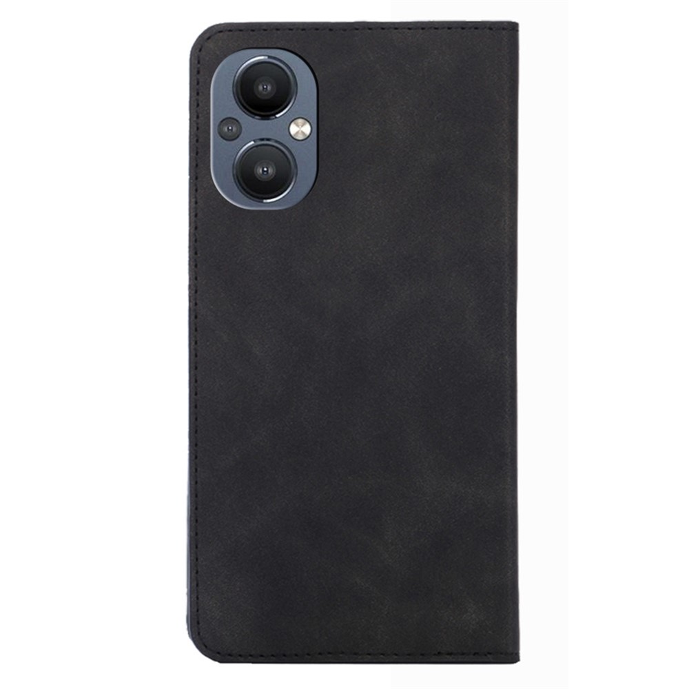 Skin-touch Foldable Stand Leather Card Holder Design Full Protection Phone Case Phone Protector for OnePlus Nord N20 5G - Black-2