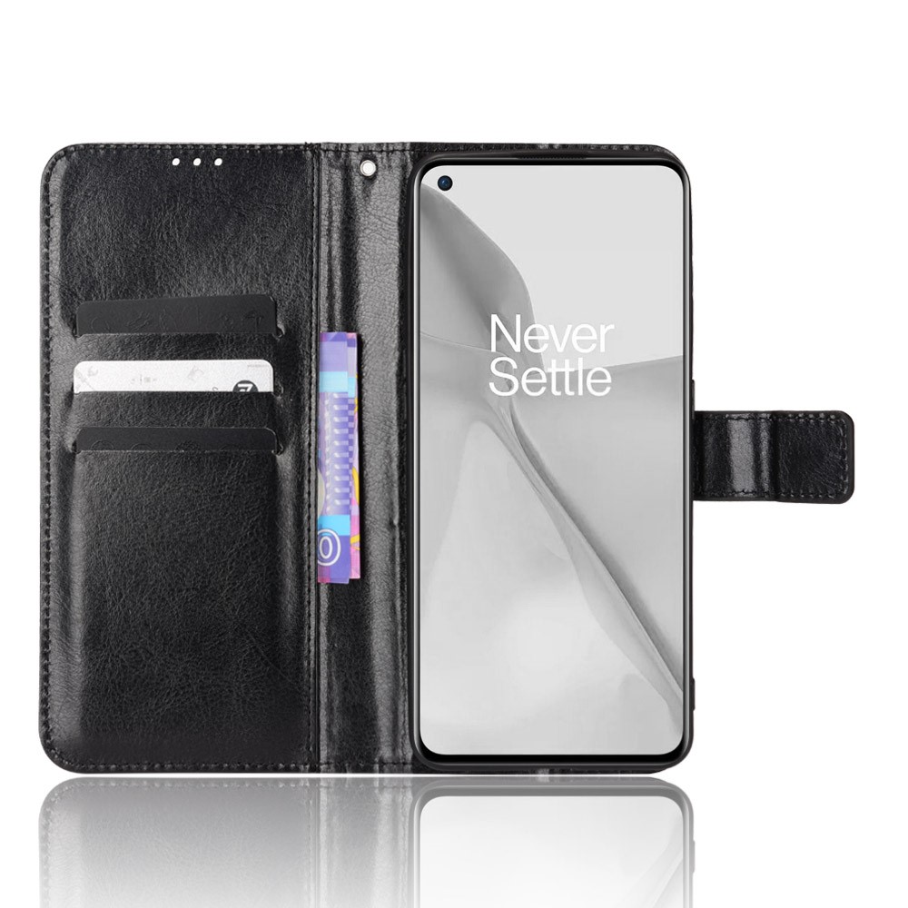 Crazy Horse Texture Stand Wallet PU Leather + TPU Case Full Protection Phone Cover for OnePlus 10 Pro 5G - Black-4