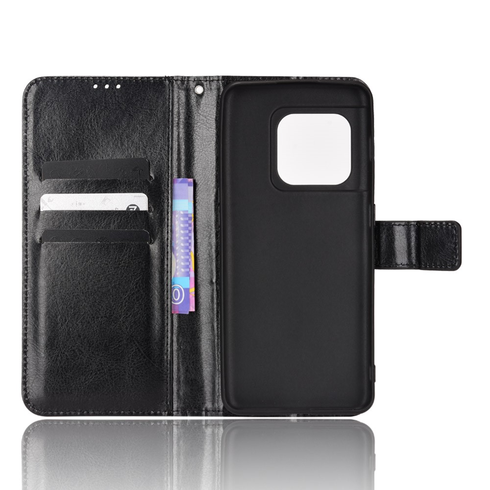 Crazy Horse Texture Stand Wallet PU Leather + TPU Case Full Protection Phone Cover for OnePlus 10 Pro 5G - Black-6