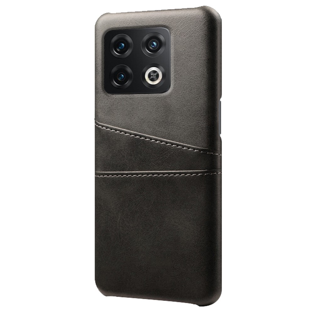 For OnePlus 10 Pro 5G PU Leather Coated Hard PC Double Protection Cover Anti-scratch Card Holder Design Cell Phone Case - Black-2