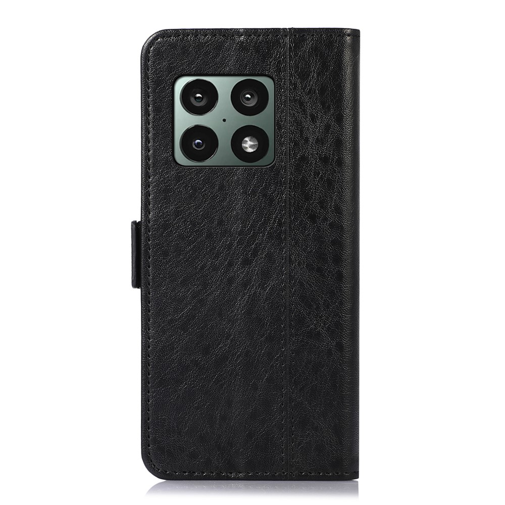 Crazy Horse Texture Cellphone Flip Case for OnePlus 10 Pro 5G TPU + PU Leather Side Magnetic Clasps Wallet Stand Shell - Black-3