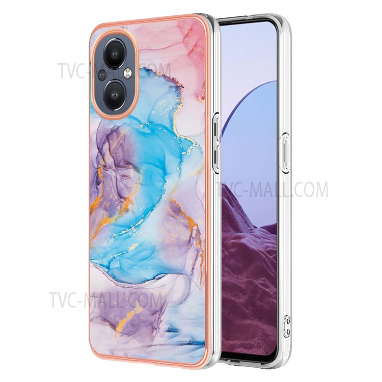 YB IMD Series-1 for OnePlus Nord N20 5G Marble Electroplating Cell Phone Case IMD Soft TPU Phone Shell - Milky Way Marble Blue-1