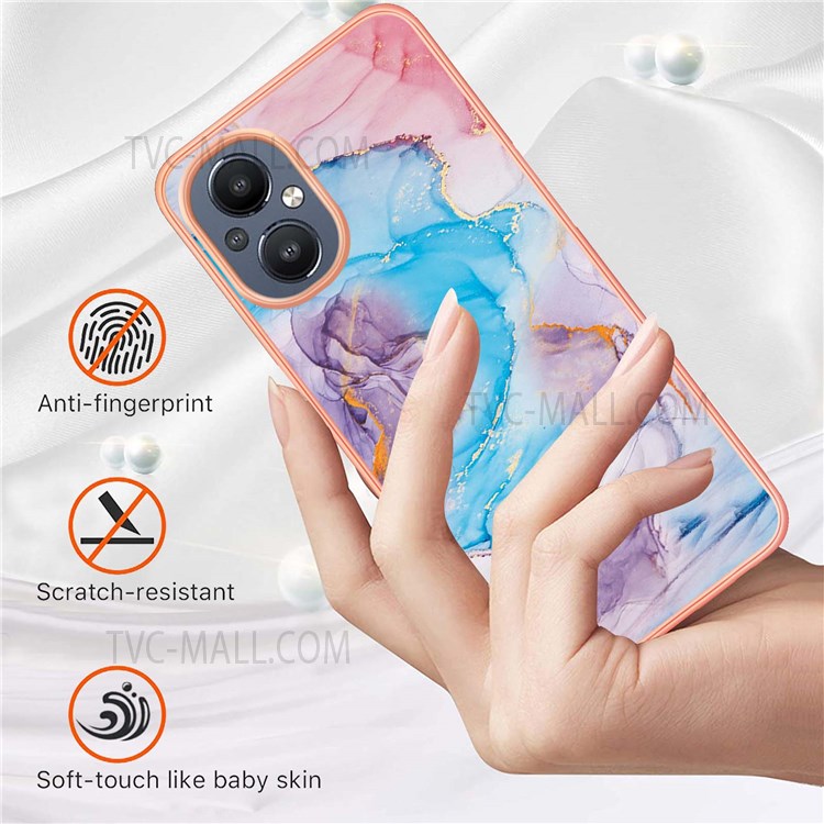 YB IMD Series-1 for OnePlus Nord N20 5G Marble Electroplating Cell Phone Case IMD Soft TPU Phone Shell - Milky Way Marble Blue-2