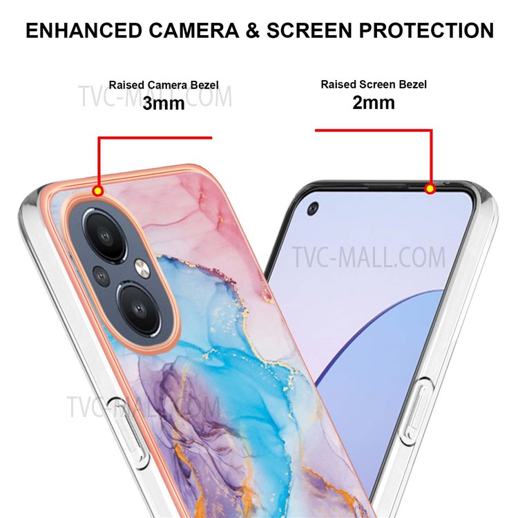 YB IMD Series-1 for OnePlus Nord N20 5G Marble Electroplating Cell Phone Case IMD Soft TPU Phone Shell - Milky Way Marble Blue-4