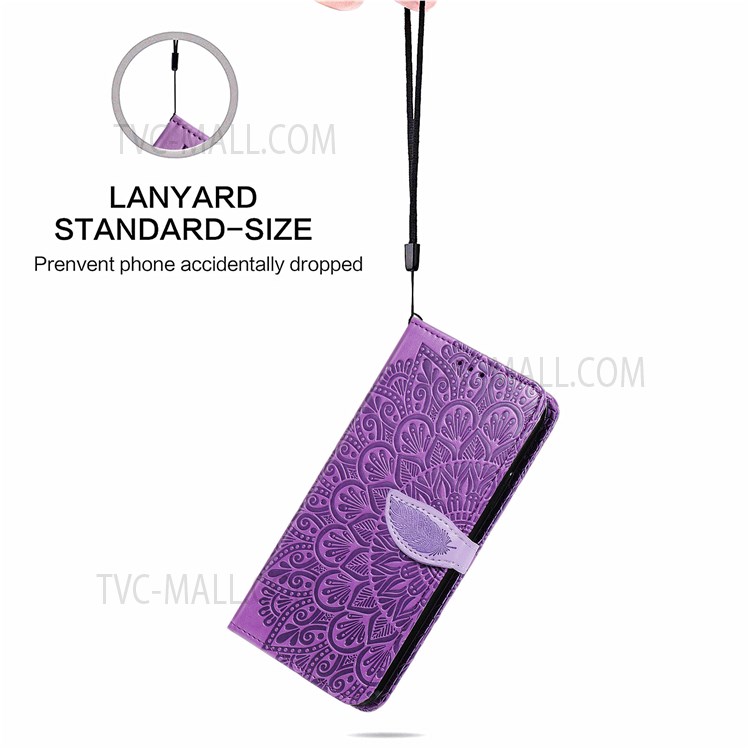 For OnePlus Nord N20 5G Imprinting Leather Cover + Soft Inner TPU Case Wallet Stand Feather Pattern Phone Shell - Purple-7