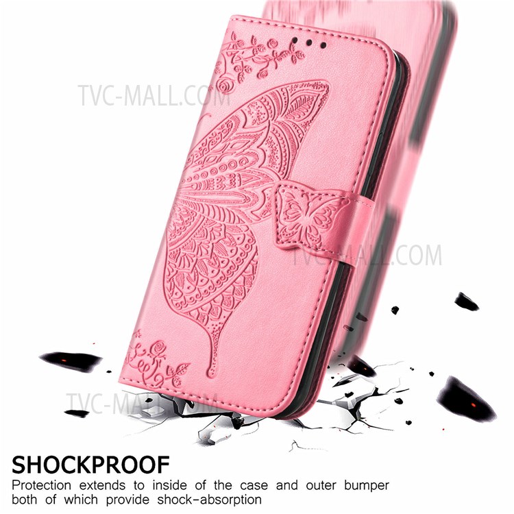 For OnePlus Nord N20 5G Butterfly Flower Imprinted PU Leather Wallet Phone Case Magnetic Clasp Stand Cover - Pink-9