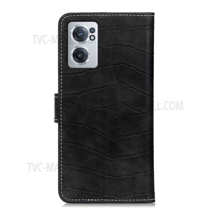 For OnePlus Nord CE 2 5G Crocodile Texture PU Leather Phone Case Wallet Stand Magnetic Clasp Cover - Black-3