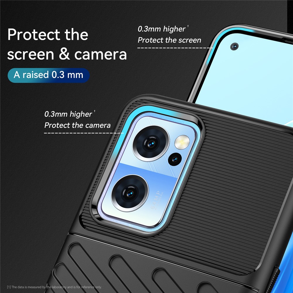 For OnePlus Nord CE 2 5G Thunder Series Thickened TPU Shock Absorbing Phone Case Twill Texture Protective Cover - Black-4