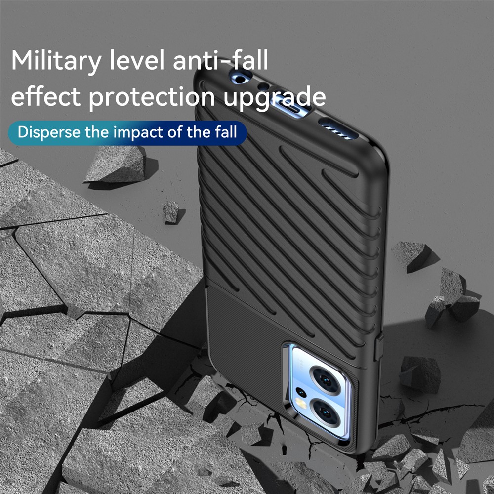 For OnePlus Nord CE 2 5G Thunder Series Thickened TPU Shock Absorbing Phone Case Twill Texture Protective Cover - Black-7