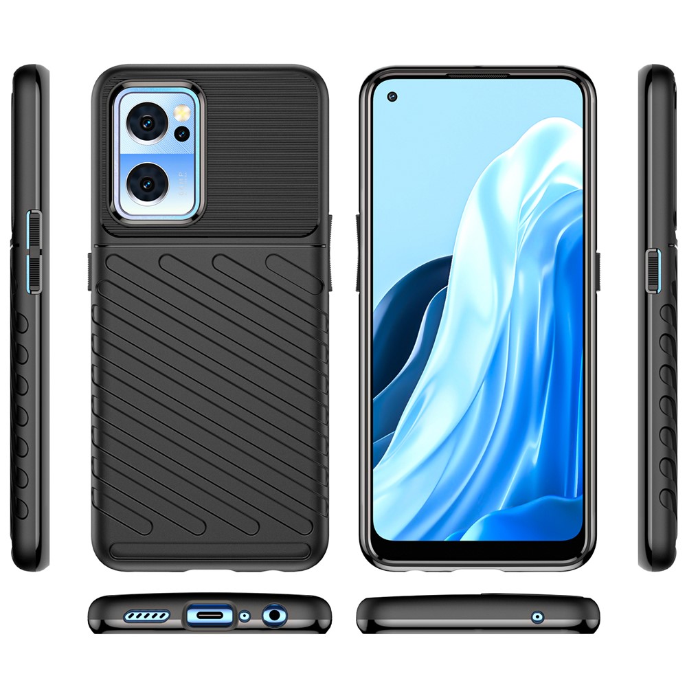 For OnePlus Nord CE 2 5G Thunder Series Thickened TPU Shock Absorbing Phone Case Twill Texture Protective Cover - Black-8