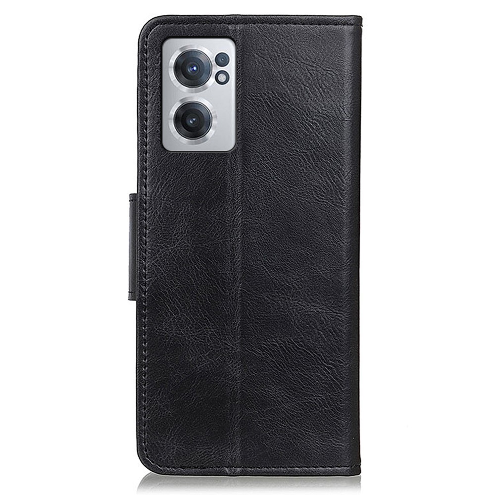Phone Flip Case for OnePlus Nord CE 2 5G Anti-scratch Wallet Stand Cover Crazy Horse Texture PU Leather Phone Covering Shell - Black-3